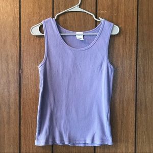 Vintage Ribbed Thick Strap Tank Top Purple L